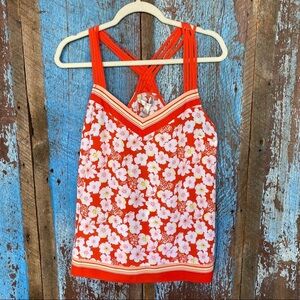 Lauren Conrad Red Floral Racerback Tank Size M